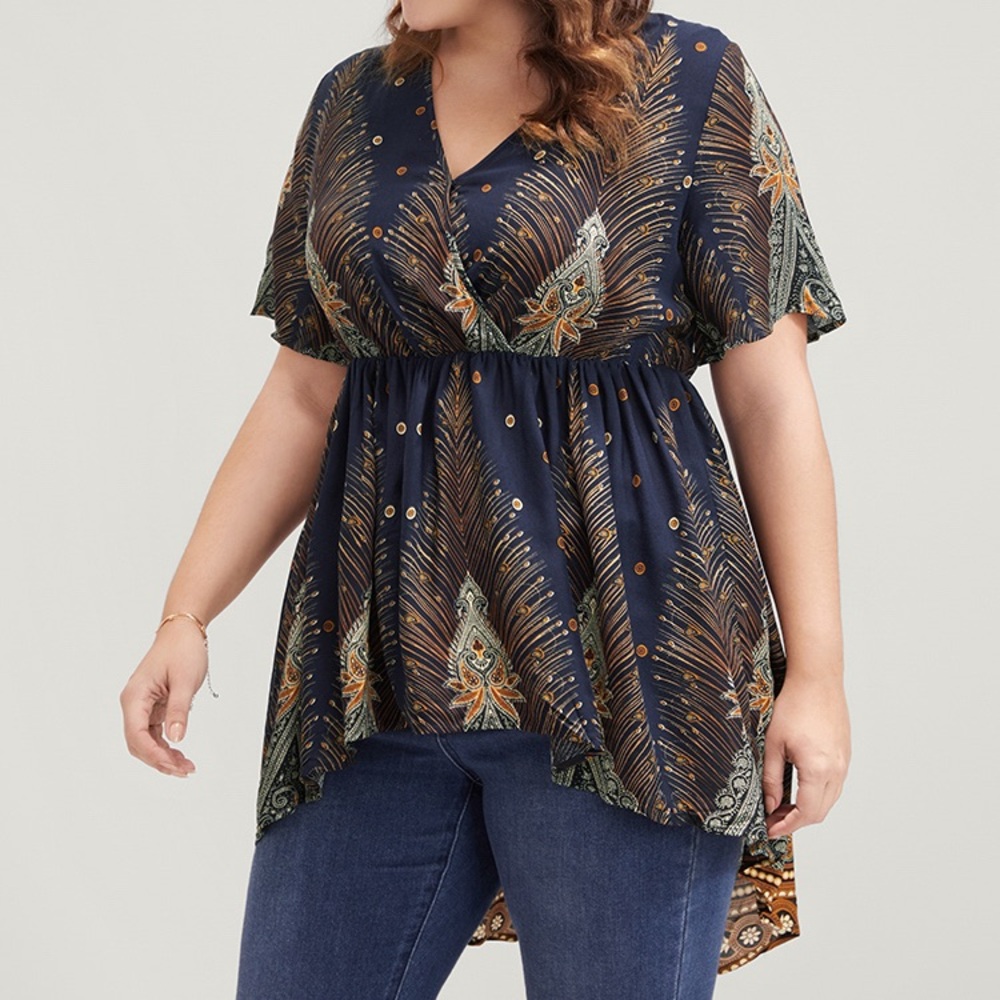 Bloomchic High Low Patterned Top